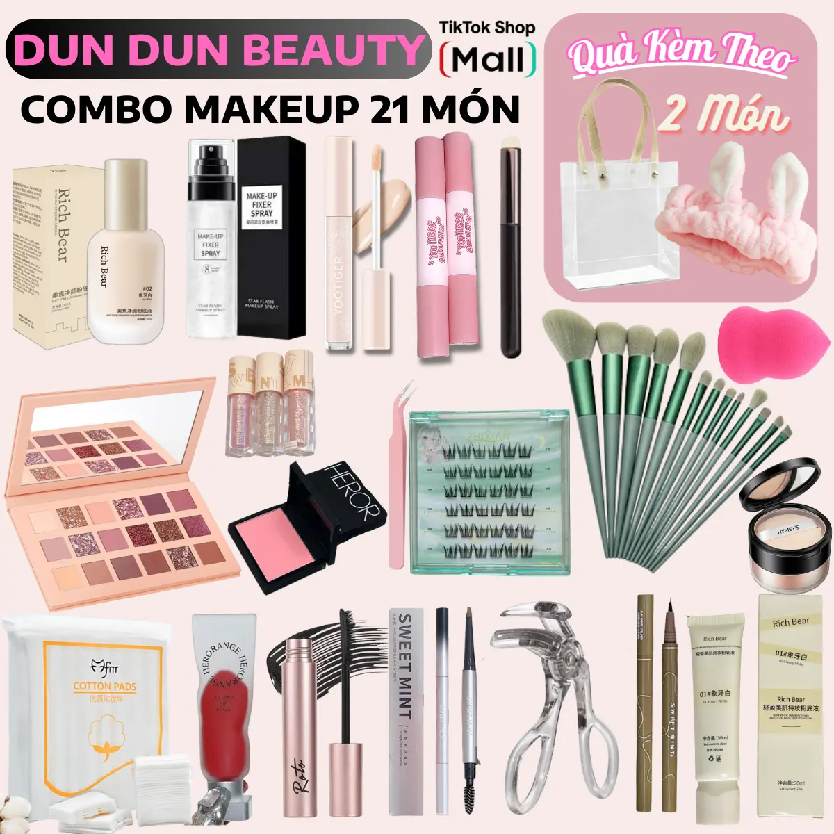 [ HOT ] Bộ Trang Điểm Make Up Đầy Đủ 21 Món & 17 Món Cho Người Mới Học Makeup - DUN DUN BEAUTY box quà mỹ phẩm makeup