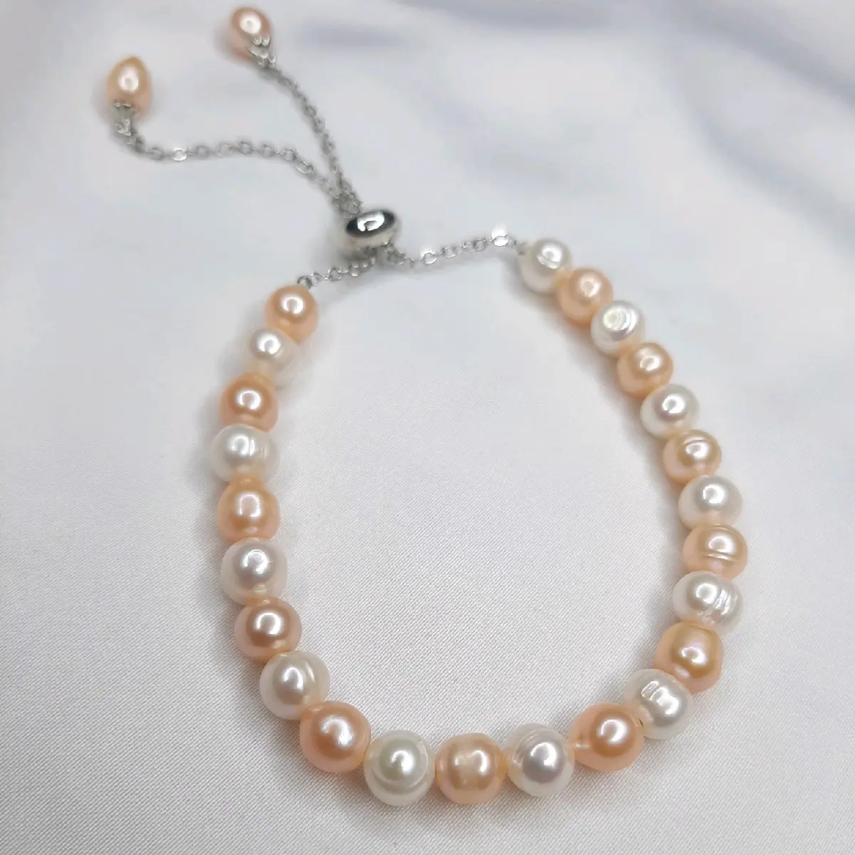 gelang serut full mutiara cantik dua warna