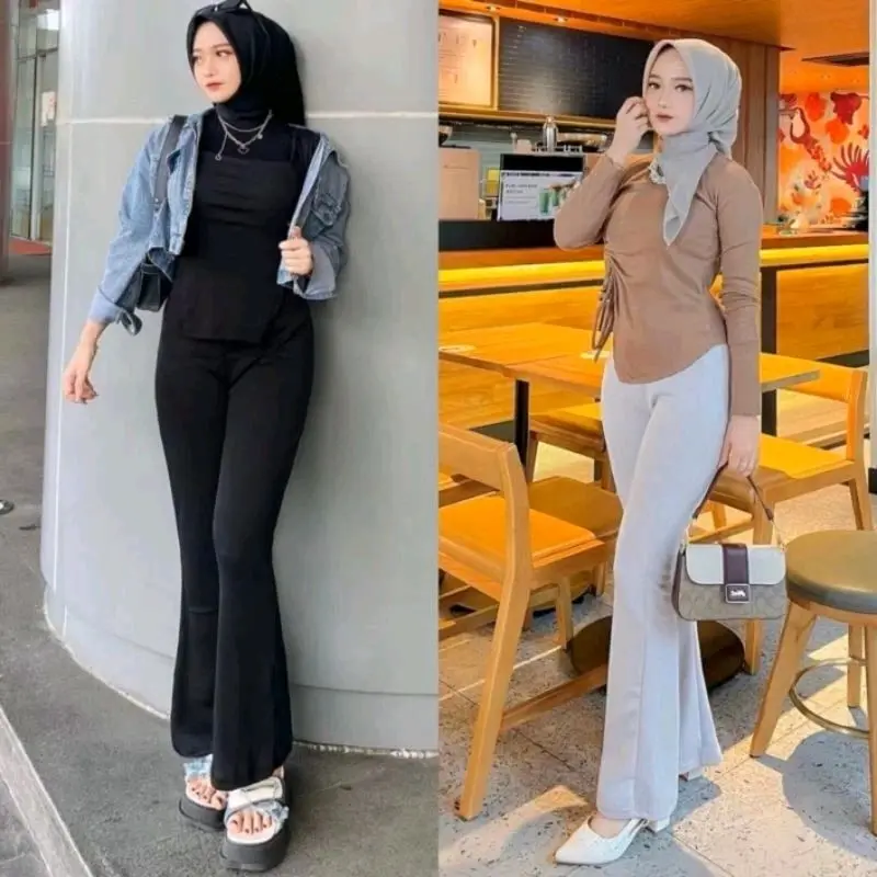 Fit & Flare - Celana Cutbray Scuba Highwaist - Celana Kerja Wanita/Celana Panjang Wanita Highwaist/Celana Cutbray Bahan Scuba/Kulot Cutbray Highwaist Kantor Karet Melar