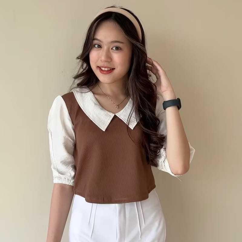 CLARES - Atasan Wanita ROZIE Top Combi 01 / Yoona Top Combi Baju Wanita / Fashion Blouse Terbaru 1