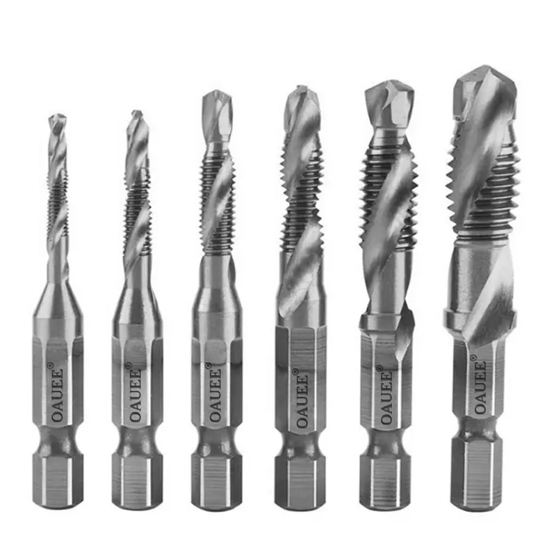 Bộ Mũi Khoan Vòi, Trục Lục Giác Mạ Titan, Ren Vít HSS, Máy Hợp Chất M3 M4 M5 M6 M8 M10, Dụng Cụ Cầm Tay, 1 / 6 Cái