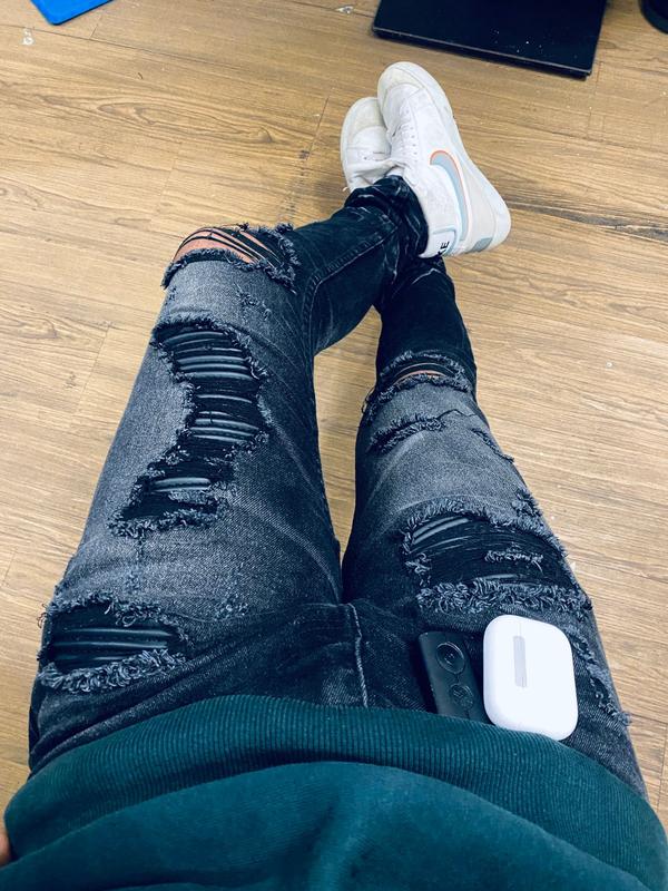CELANA JEANS PRIA STARBOY PANJANG MENGGUNAKAN LEATHER DARI KULIT YANG MEMBUAT TAMPILAN LEBIH  KECE Hitam Skinny Cuci Dingin regular 3