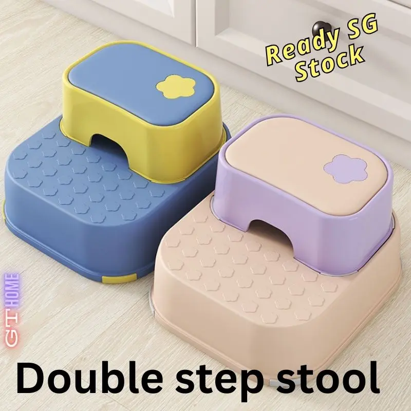 Step Stool Toddler Kids Plastic Stool Bathroom Safety Tool Plastic Foot Stool Standing Stool on Kitchen