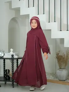 Gamis Anak Perempuan Tren 2026 Abaya Remaja Tanggung Ceruty Mix Payet Usia 5-15 Tahun Tanpa Hijab Super Adem Ringan Nyaman