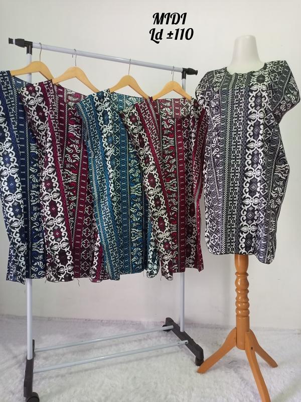 Paket Usaha 8pcs Daster Midi Rayon Santung - LD ±110 cm, Pj ±90 cm Motif Rayon 5