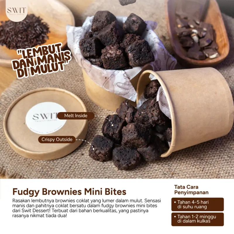 Fudgy Brownies Mini Bites Swit Dessert 12 oz Coklat - Choco, Chocolate Hampers 4