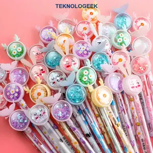 Teknologeek Pena Karakter  0.5mm Payet Gliter Motif Bunny Lucu Black Ink Gel Pulpen Gel Bolpen Gel Pastel Alat Tulis Karakter Kupu-Kupu Perlengkapan Sekolah Kantor