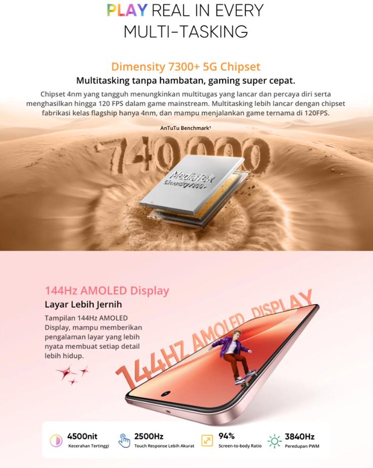 realme 15 5G 8+256GB & 12+256GB Dimensity 7300+ 5G Chipset 50MP SONY AI CAMERA 50MP Selfie Camera | 7000mAh 80W Ultra Charge | GARANSI RESMI