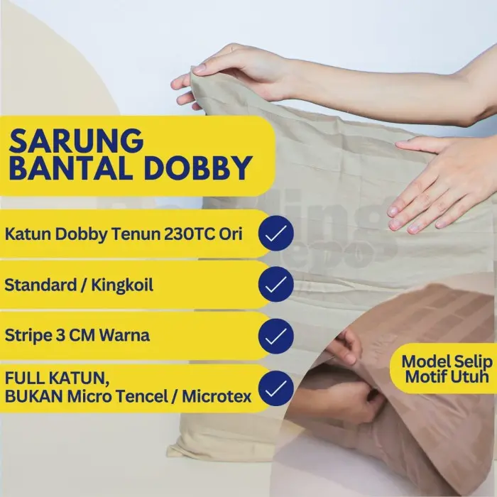 Bedding Depo Sarung Bantal dan Guling Katun Dobby Hotel Stripe Warna 0