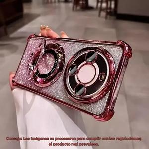 Funda para Teléfono OPPO con Soporte Transparente para CD Electroplateado - Protección Contra Caídas y Protección para la Cámara - para OPPO A16/A17/A18/A38/A54/A57/A58/A78/A79/C35/C55/Reno7 Serie Funda Única