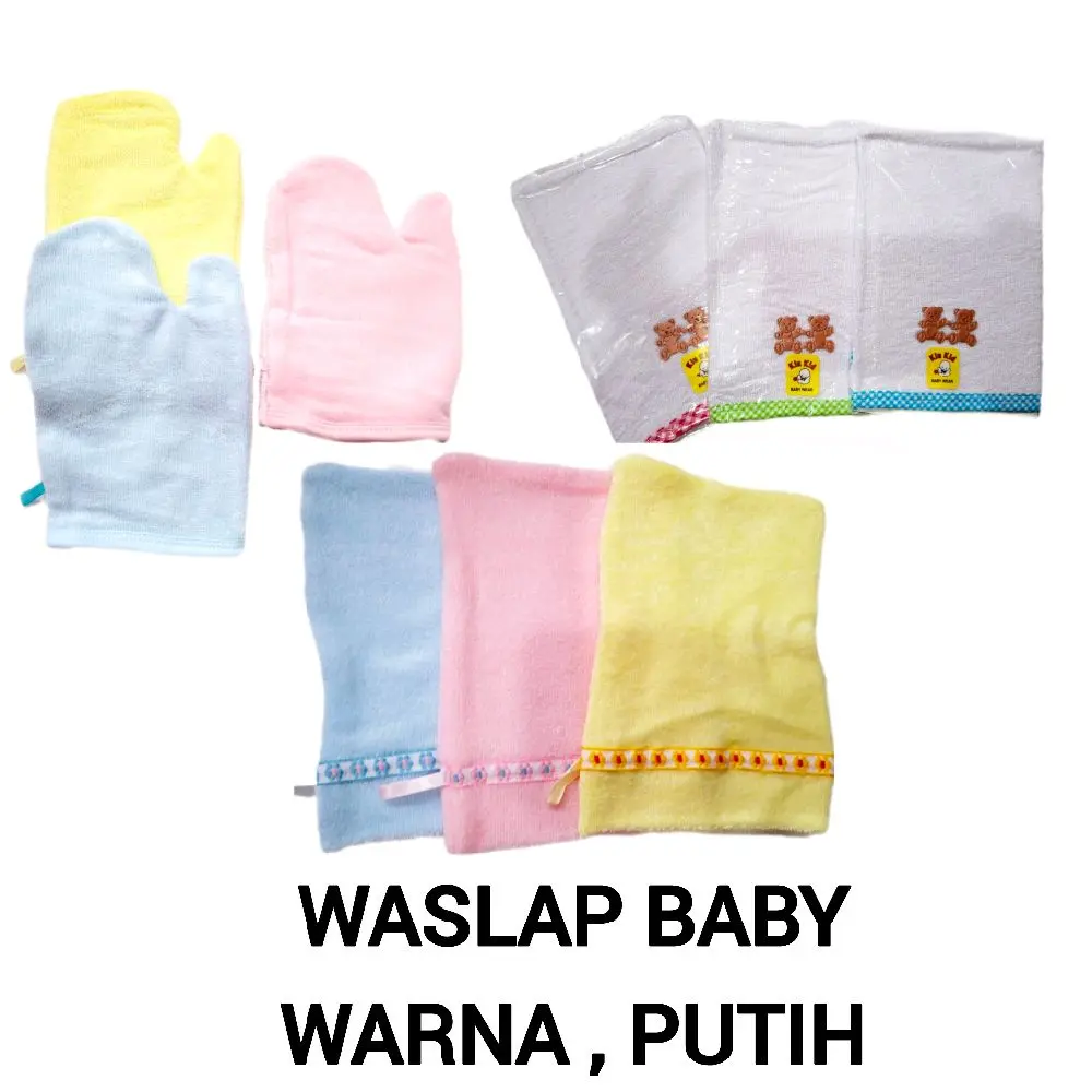 waslap baby warna dan putih kotak,  jempol