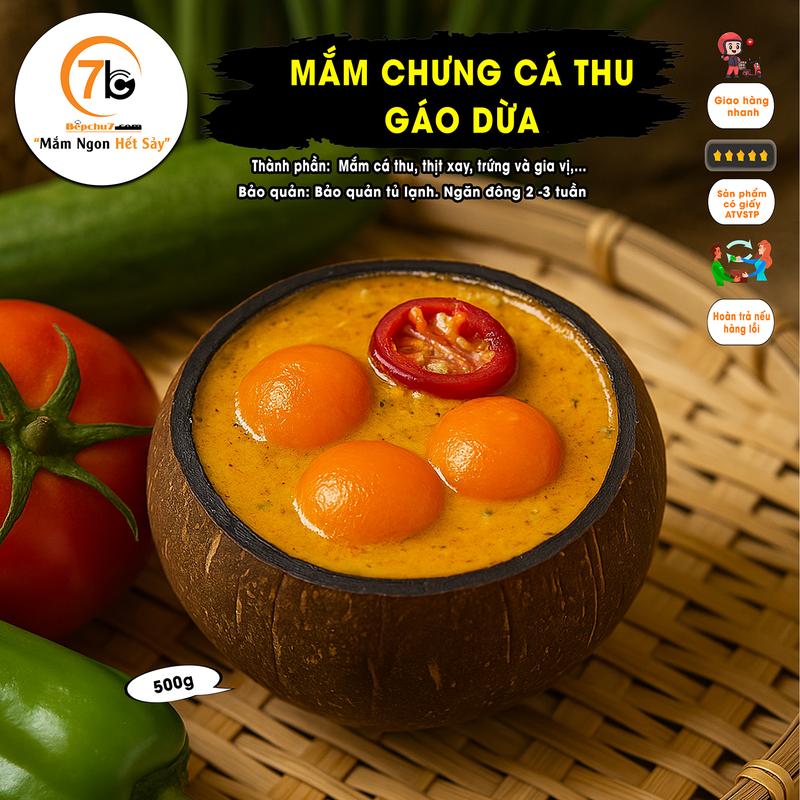 [ĐỘC QUYỀN] Mắm chưng Cá Thu vỏ Gáo Dừa 3 trứng muối, món ăn ngon mọi nha, tiện lợi, an toàn - Bếp Chú 7