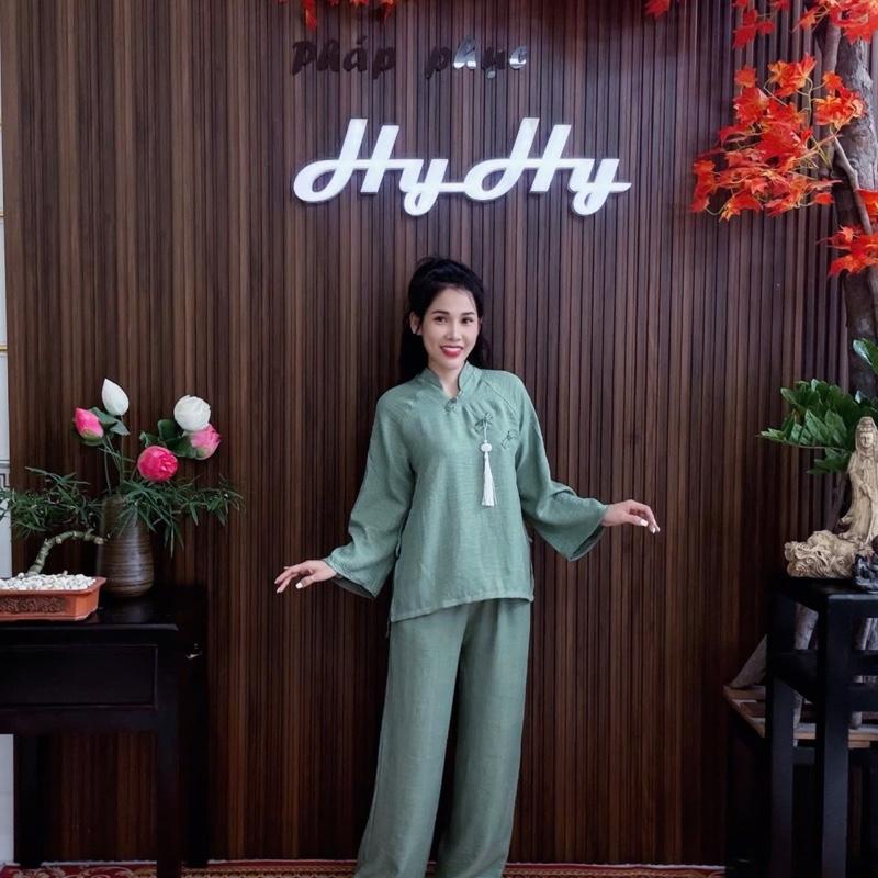 Vũ Đồng - Bộ Pháp Phục Đi Lễ Chùa Nữ Bigsize Cổ Tàu Tay Dài Trẻ Trung-HyHy