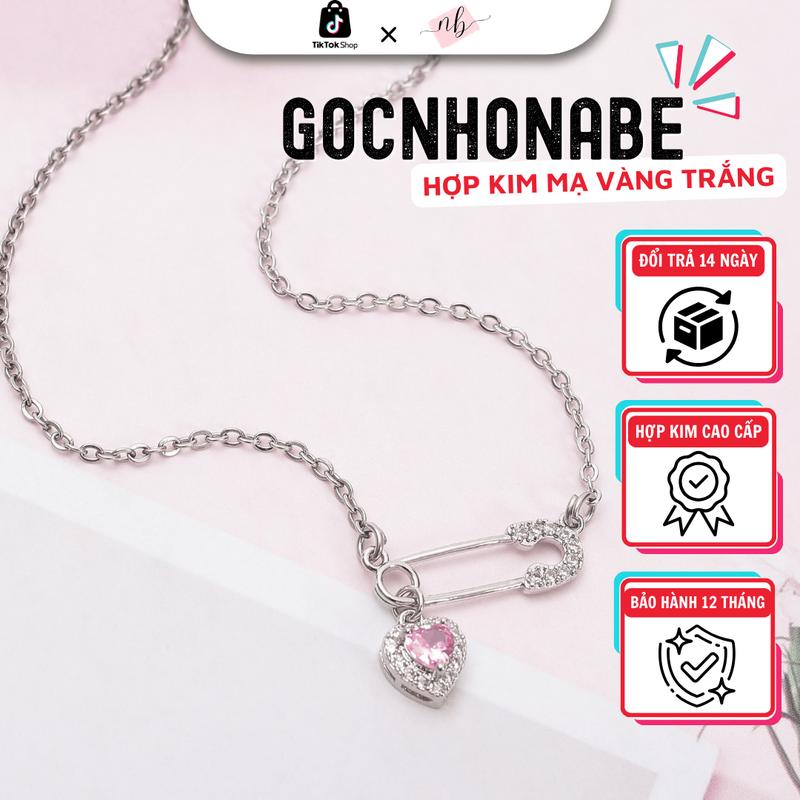 Dây chuyền nữ safety pin Trái Tim đính đá lấp lánh - Mặt dây chuyền đính đá - Vòng cổ nữ Safety pin