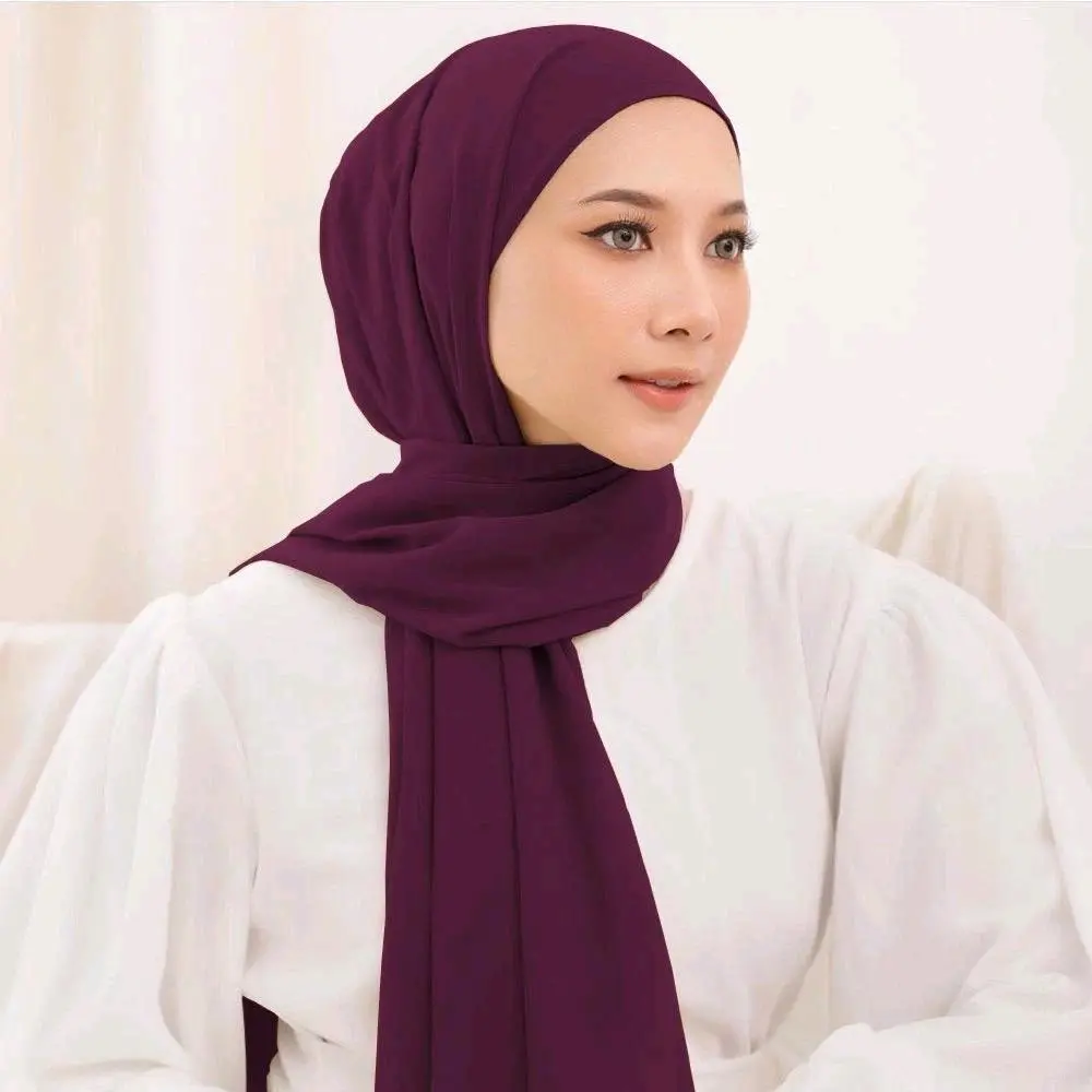 Jilbab Pashmina Ceruty Babydoll Premium - Burgundy Kerudung Wanita