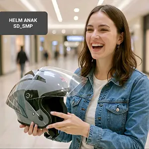 Anak Halface SD _ SMP Motorcycle Helm Kaca Clear ABS Kuat Premium Busa Halus Nyaman Dipakai Usia 7th _ 16th All Size SNI