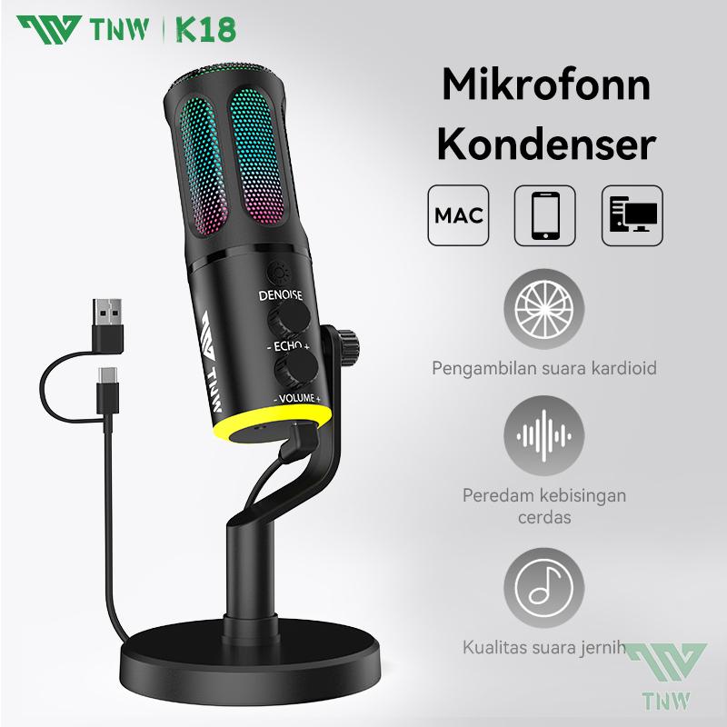 Promo TNW K18 Microphone Condenser USB Type-C Mikrofon with RGB Dynamic ...
