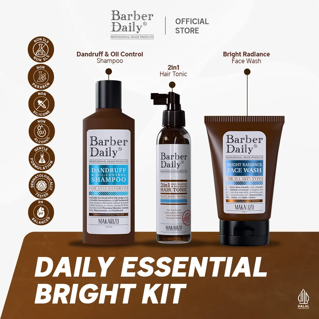 Barber Daily Daily Grooming Essentials - Dandruff & Oil Control Shampoo/ Face Wash/ Hair Tonic