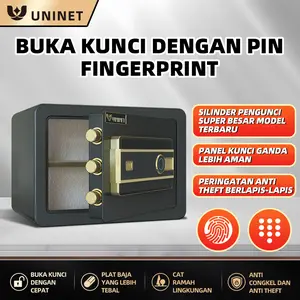 UNINET Brankas 350X 250X250 Sistem Keamanan Sidik Jari dan PIN Brankas Arsip Bahan Besi Tebal Anti Karat