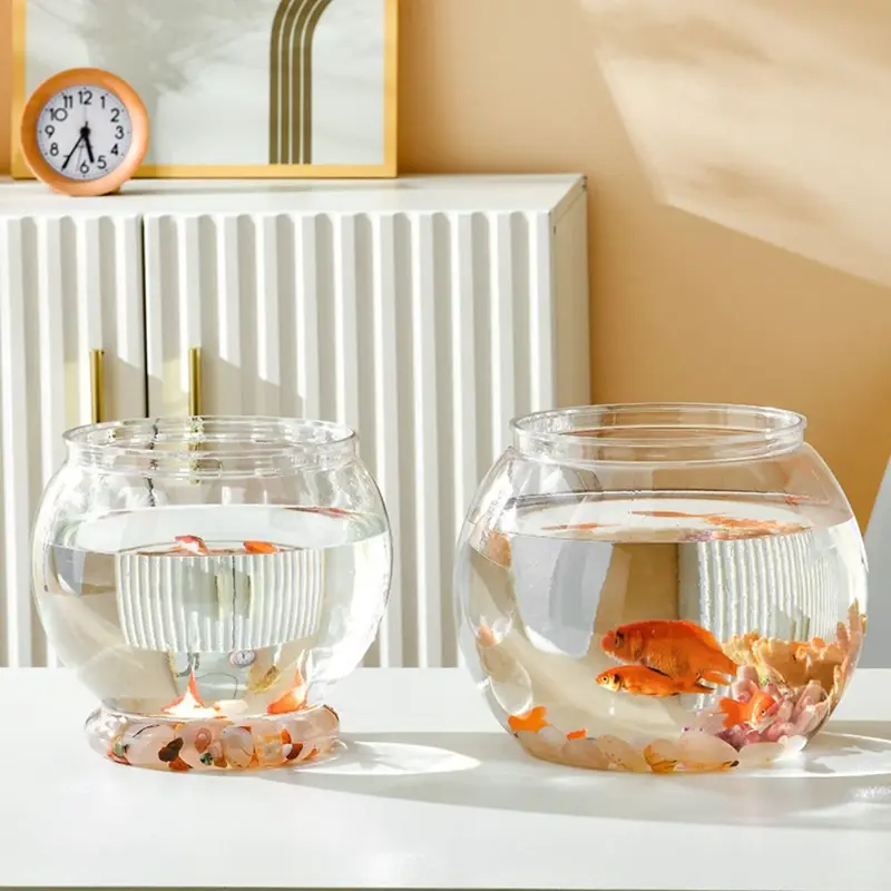 Bể Cá Tròn Trong Suốt, Trang Trí Nội Thất, Cầm Tay, Bát Cá Nhỏ Đèn Nhựa, Bát Bể Cá Để Bàn Thích Hợp Sử Dụng Tại Nhà Văn Phòng 1