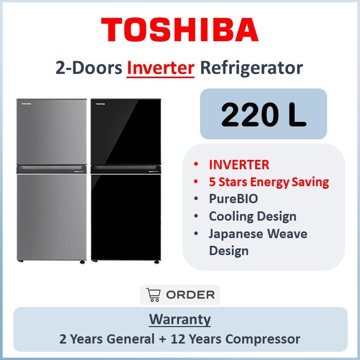 Toshiba 2 Door Inverter Fridge 220L GR-RT230WE-PMY(SS) -Silver Star ...