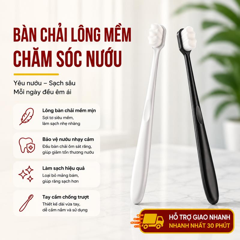 Bàn Chải Đánh Răng Siêu Mềm PS Loại Bỏ 99% Mảng Bám Bảo Vệ Nướu Ngăn Ngừa Sâu