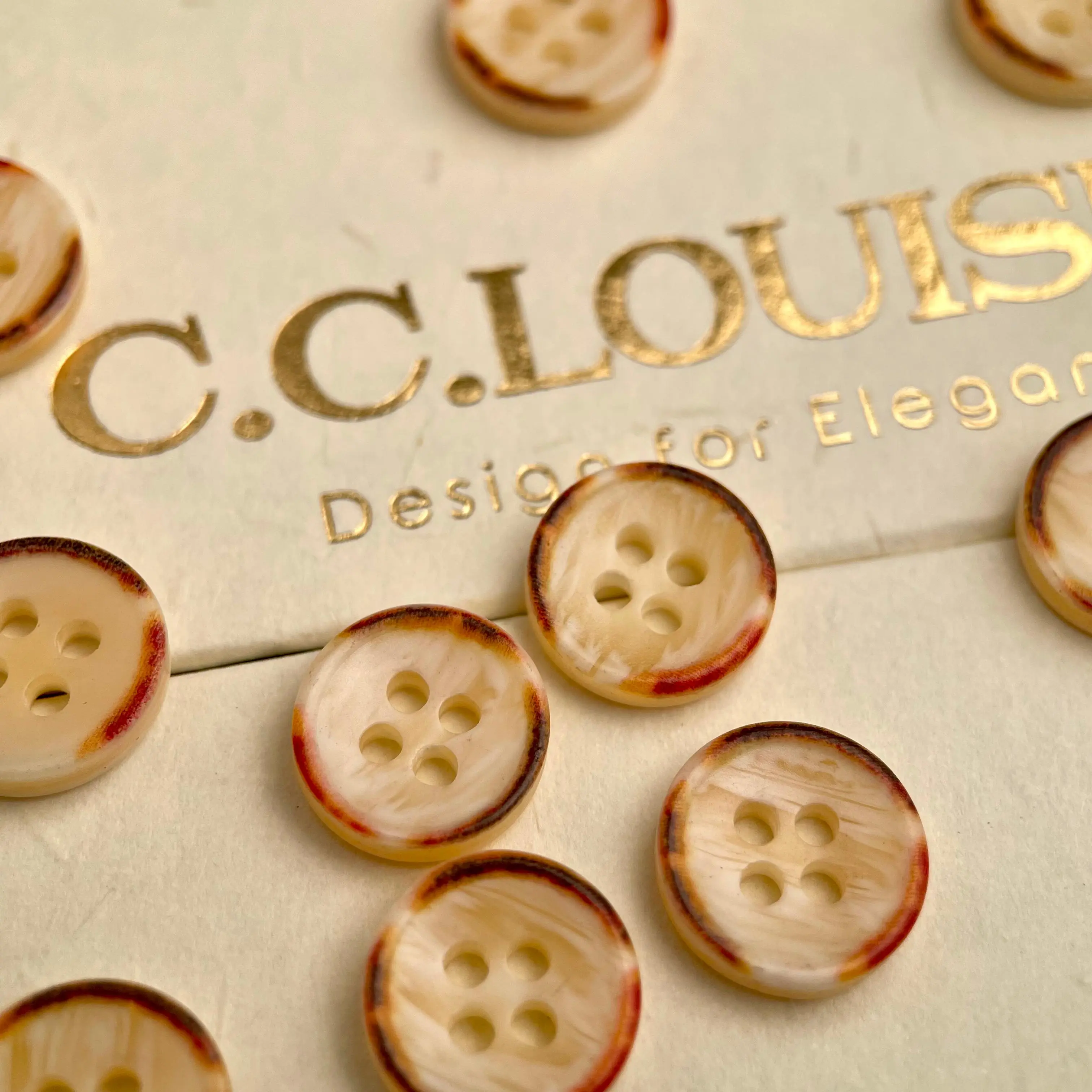 Small Clothing Buttons, 4 holes, Fire Burnt Scorch Texture, Designer Shirt Sleeve Skirt Hat Coat Textile Decoration, 11mm, 10 pieces