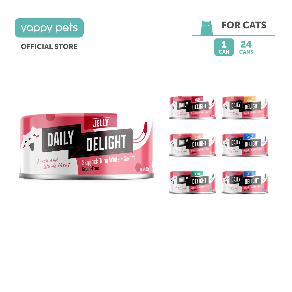Daily Delight Jelly Cat Wet Food 80g | Skipjack Tuna, Grain Free, Meal Topper, Meow Carrot Cheese Sardine Sasami Shirasu Sweet Corn NEW2025