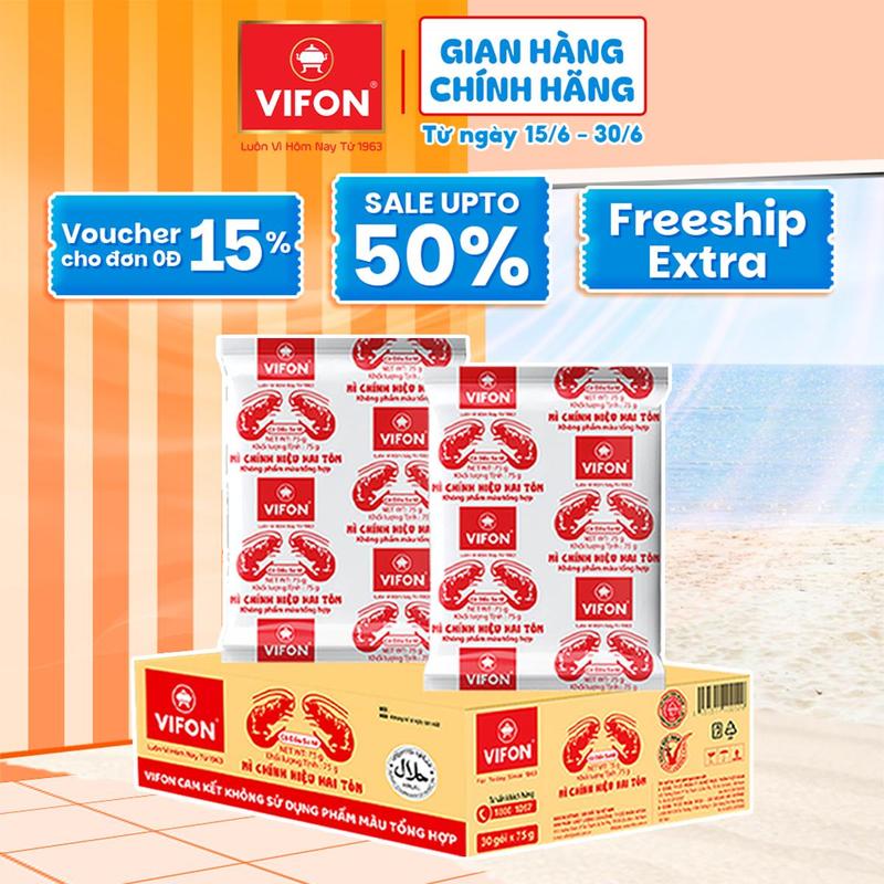 [VOUCHER HOT 15%] Thùng 30 gói Mì Chính Hiệu Hai Tôm VIFON 75g / Gói