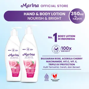 Twin Pack Marina Hand Body Lotion UV White 350ml Pump - Nourish and Bright [2 pcs] - Exp : 02.2028