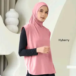rompi hijab olahraga vest outer sport Muslim Sporty Polos Hitam Wanita