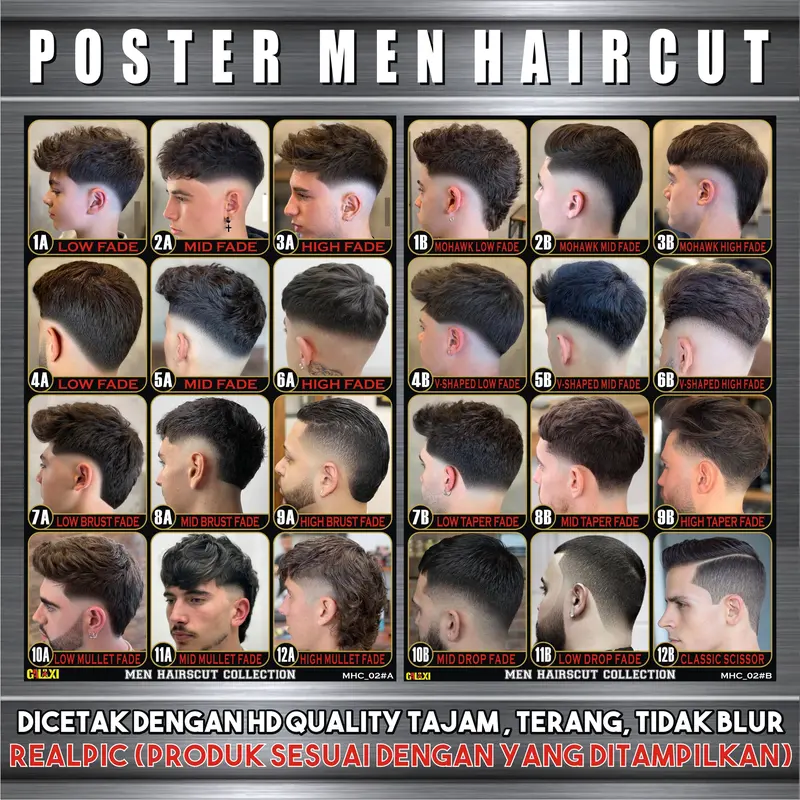 POSTER MODEL RAMBUT PRIA TERBARU HD BARBERSHOP, PANGKAS RAMBUT DAN SALON 1
