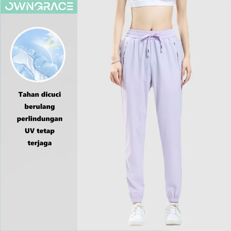 【Ready】Owngrace-Celana Olahraga Wanita Celana Latihan Jogging Celana Olahraga Jogging Longgar Celana Olahraga Kebugaran Santai Perlindungan Matahari Anti UV UPF50+ 100% Original training stripe Sport Yoga Outdoor Lari 2