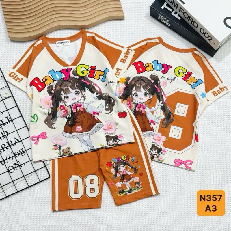 13-50kg Bộ tay cộc quần lửng Tung Tung cho bé gái chất thun lạnh in hoạ tiết hoạt hình 3D co dãn 4 chiều thấm hút mồ hôi bé mặc mát mặc xinh Cho Bé đồ vỗ ngủ