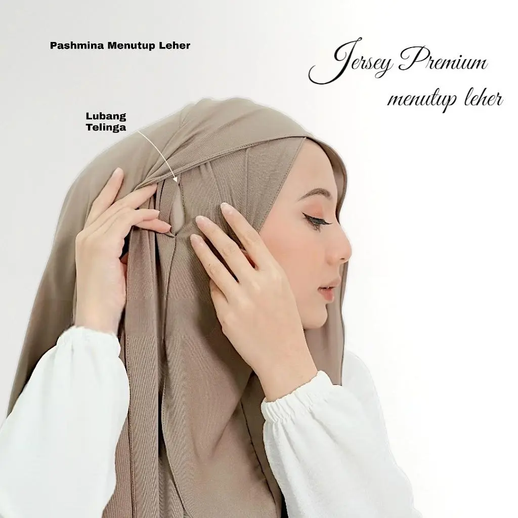 Pashmina Instan Jersey Inner Menutup Leher - Bahan Jersey Premium -   - Pashmina Turky Meleyot Oval