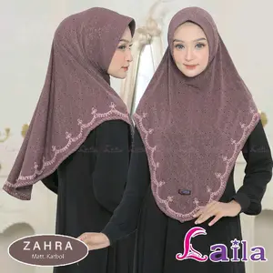 Laila Zahra Matt Karbol Hijab dengan Detail Bordir Elegan untuk Tampilan Lebih Mewah