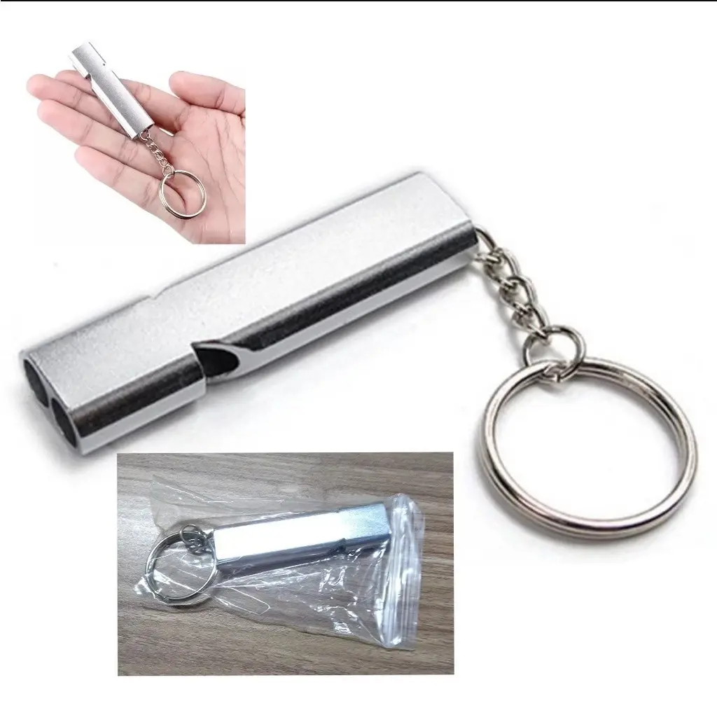 Peluit 2 Lubang Aluminium Peluit Double Gantungan Kunci Pluit 2 Lubang Peluit Survival