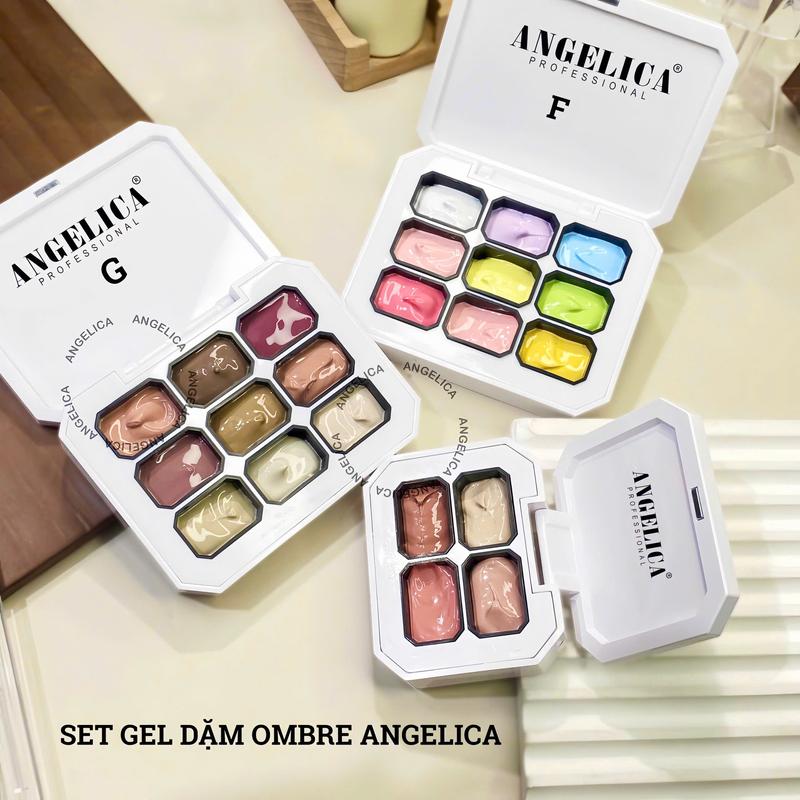 Set 9 Ô Gel Vẽ, Gel Dặm Ombre Chính Hãng Angelica - Màu Sắc Tươi, Đẹp, Sắc Nét - Nhiều Màu Dễ Dùng xinh nail
