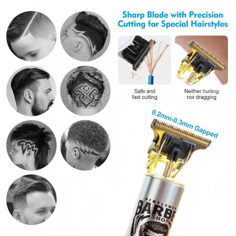 LARGNER Electric Clippers Barber Grooming Kit Rechargeable Cordless Close Cutting T-Blade Trimmer Hair Clippers for Men Zero Gapped Detail Beard Shaver,Zero Gapped T-Blade Hair Trimmer LED Display, Rechargeable Cordless Grooming KitT9 4