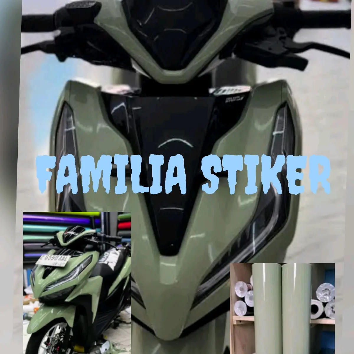 Stiker skotlet motor khaki setiker sekotlet motor hijau macha