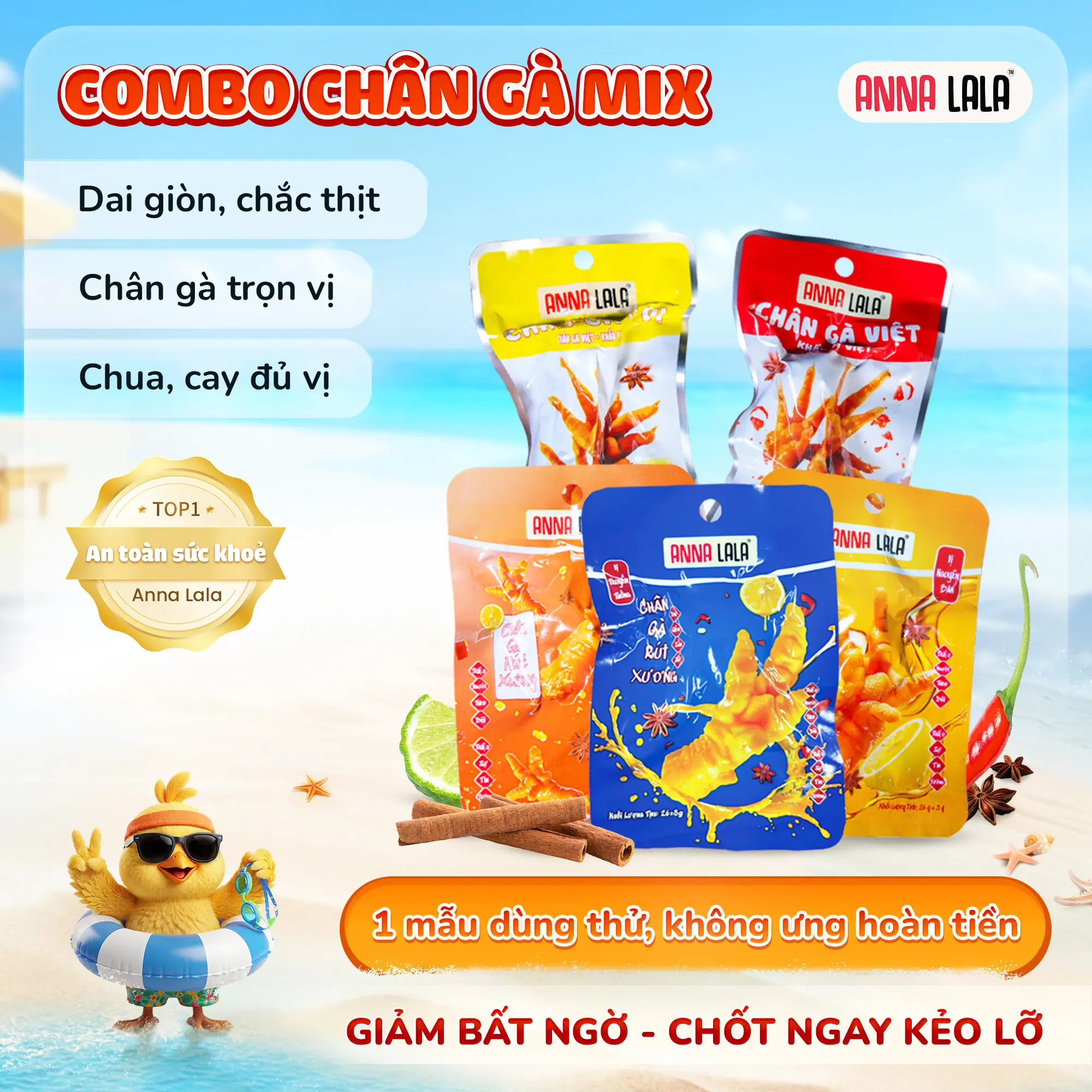 Combo chân gà cay, không cay hương vị Việt, CHUA CAY thơm ngon Annalala chân gà rút xương, chân gà không xương tự chọn