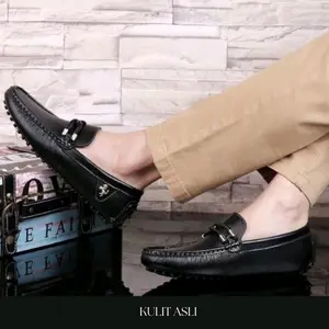 Sepatu Fantofel Pansus Casual Hitam Pormal Kantor Terbaru untuk Pria - Pantofel, Kerja sepatu guru cowok sepatu  kulit import