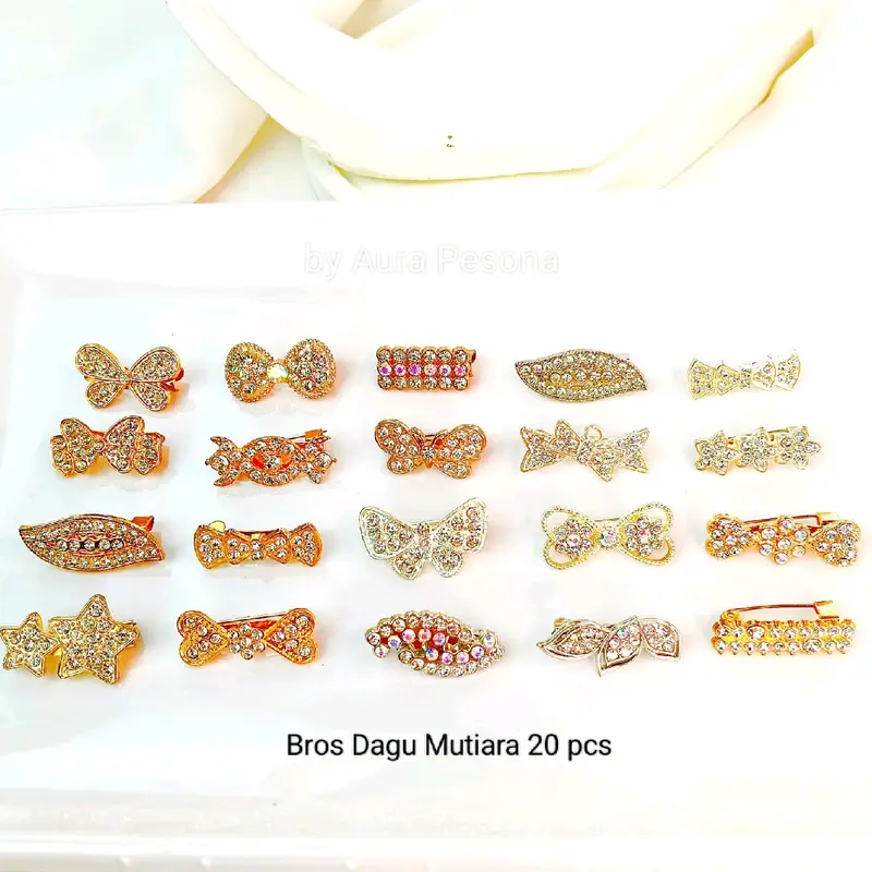 20 BROS DAGU KECIL ( MIX MODEL UKURAN 1,5 Cm). BROS JILBAB DAGU KECIL. 2