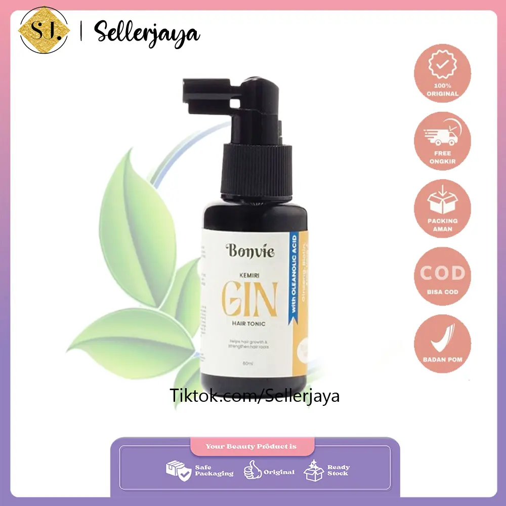 Bonvie Gin Hairfall Kemiri Tonic 60ml - Perawatan Rambut Rontok, Rusak, Bercabang BPOM