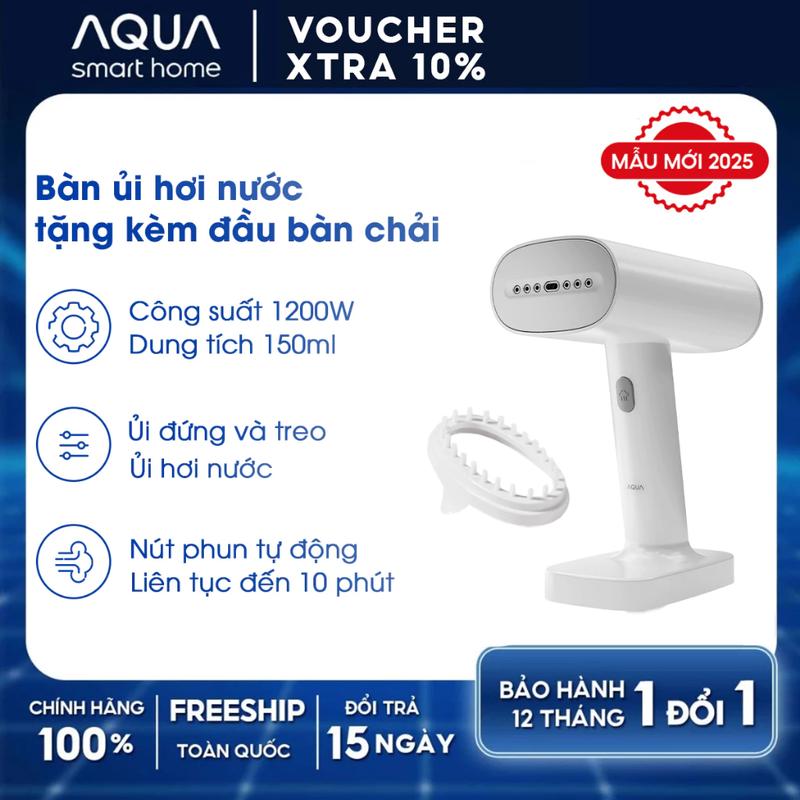 Độc quyền Bàn ủi hơi nước cầm tay Aqua W2598 150ml có nút phun tự động ủi đứng và treo bàn là hơi nước