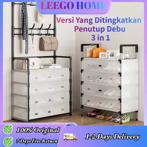 66/76cm Rak Sepatu Rak Topi Sepatu Rak Sepatu Lantai Rak Penyimpanan Rak Sepatu Tahan Debu Serbaguna Rak susun