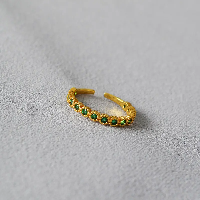 Fashion Simple Delicate Slim Lace Row Rhinestone Narrow Open Ring Index Finger Ring Stacked Band