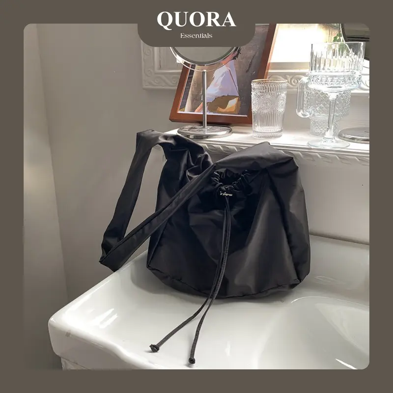 Quora Essentials | TATA Sling bag Nylon Cross bag Tas Selempang semi totebag Lucu Wanita Pria Stylish black olahraga Barang Cewek Aesthetic Slingbag 3