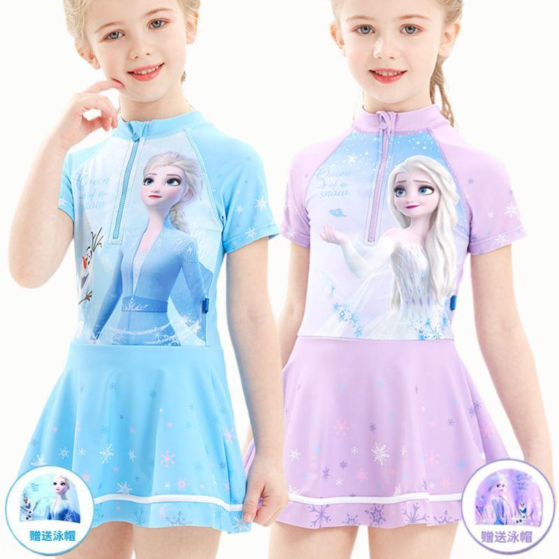 Ice Princess Child Girl Swimsuit Girls' Quick-Drying One-Piece Medium and Big Children Student Skirt Cute Swimming Equipment 3