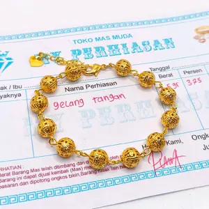 TERBARU GELANG TANGAN EMAS MUDA MOTIF BOLA LAMPION 3,5GR ADA SURAT